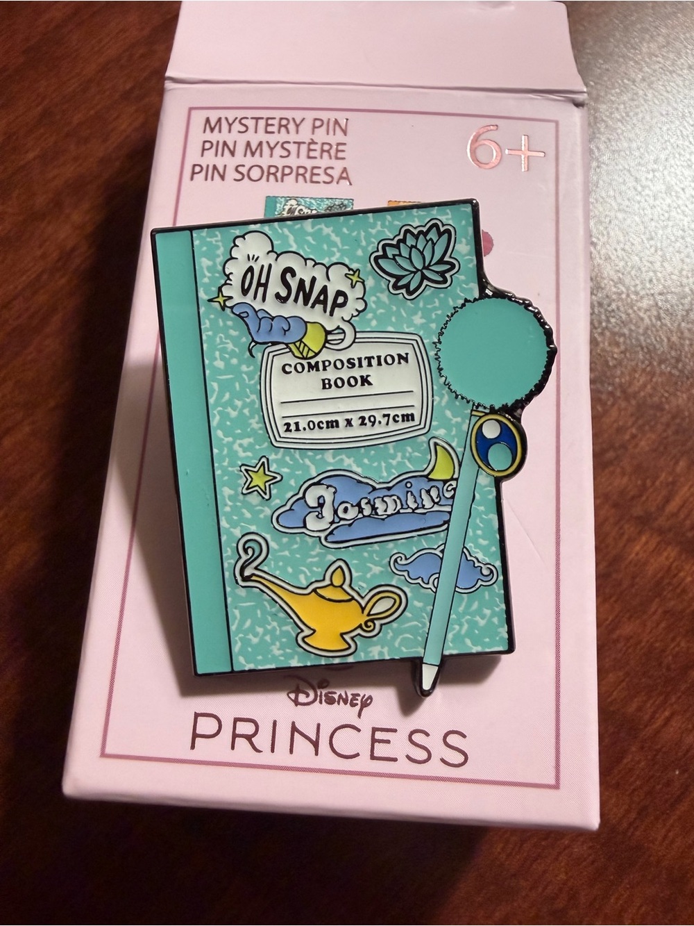 Disney Princess Jasmine Teal and Yellow Composition Book Enamel Pin